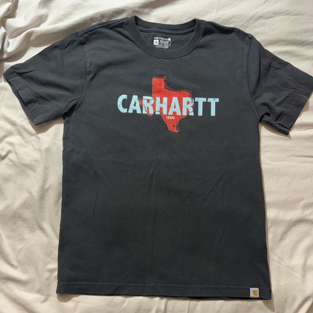 Carhartt Black Tee with Red Texas Graphic size Medium Relaxed Fit